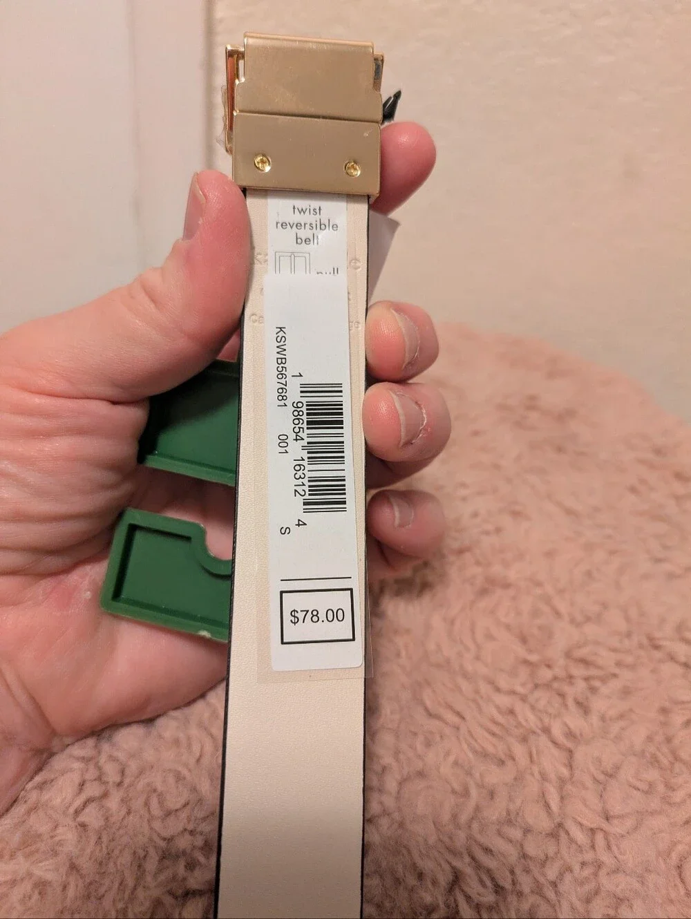Kate Spade Leather Belt With Reversible Buckle - Black/Cream